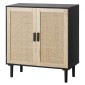 Ντουλάπι VEVOR Rattan, Ντουλάπι αποθήκευσης Rattan με 2 μαγνητικές πόρτες και ρυθμιζόμενα ράφια, μπουφές μπουφέ για διάδρομο, είσοδο, σαλόνι ή κουζίνα, μαύρο