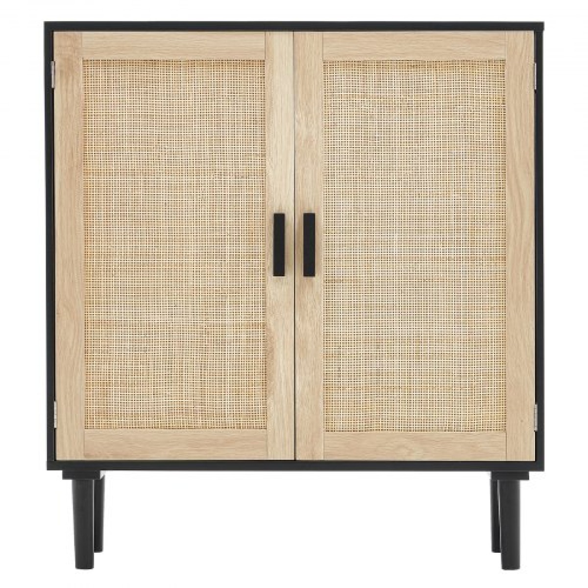 Ντουλάπι VEVOR Rattan, Ντουλάπι αποθήκευσης Rattan με 2 μαγνητικές πόρτες και ρυθμιζόμενα ράφια, μπουφές μπουφέ για διάδρομο, είσοδο, σαλόνι ή κουζίνα, μαύρο