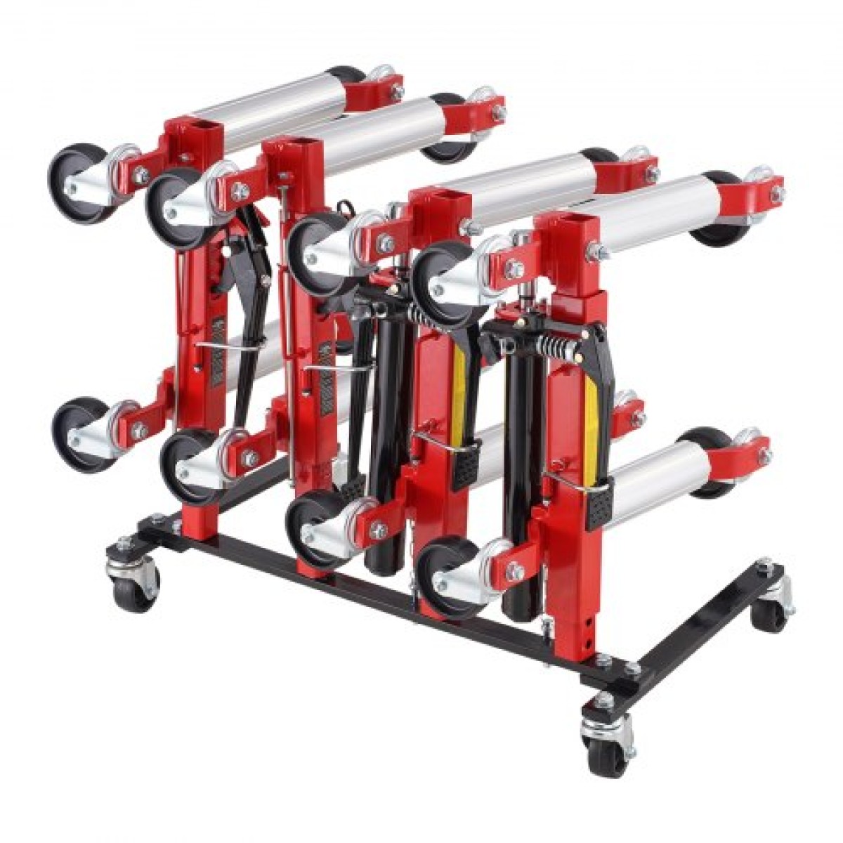 Βάση VEVOR Car Dolly, ράφι αποθήκευσης με περιστρεφόμενους τροχούς 360°, υδραυλική καστάνια, θήκη βάσης για καρότσι με καστάνια, θήκη αποθήκευσης Jack Stands, χωρητικότητα 4-Dolly, Συμβατό με τις περισσότερες κούκλες