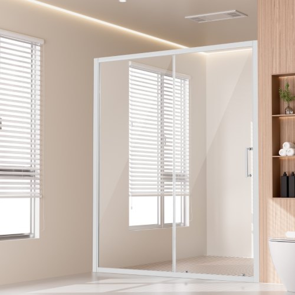 VEVOR Πόρτα ντους ημι-πλαίσιο, 57,7-59" Π x 70" Υ, Συρόμενη γυάλινη πόρτα ντουζιέρας με διαφανές σκληρυμένο γυαλί 1/4" (6 χιλιοστά), αδιάβροχο αδιάβροχο NANO Ανθεκτικό στους λεκέδες με υλικό από ανοξείδωτο χάλυβα, χρώμιο