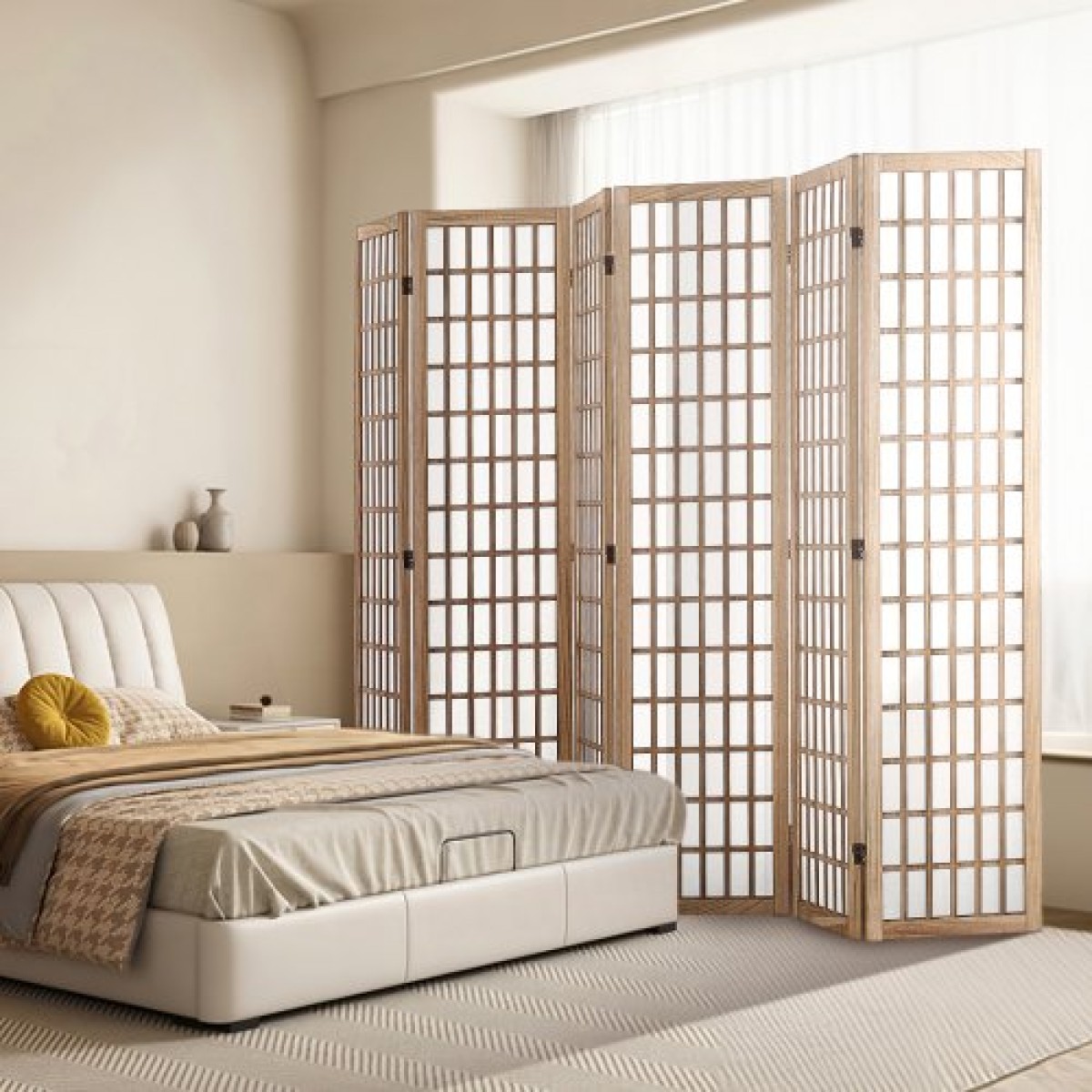 VEVOR Room Divider, 6 Panel Japanese Room Divider, Wood folding Privacy Screen Indoor, Japanese Partition Divider Φορητές διακοσμητικές οθόνες, για διαχωρισμό δωματίων Home Office Εστιατόριο & Υπνοδωμάτιο
