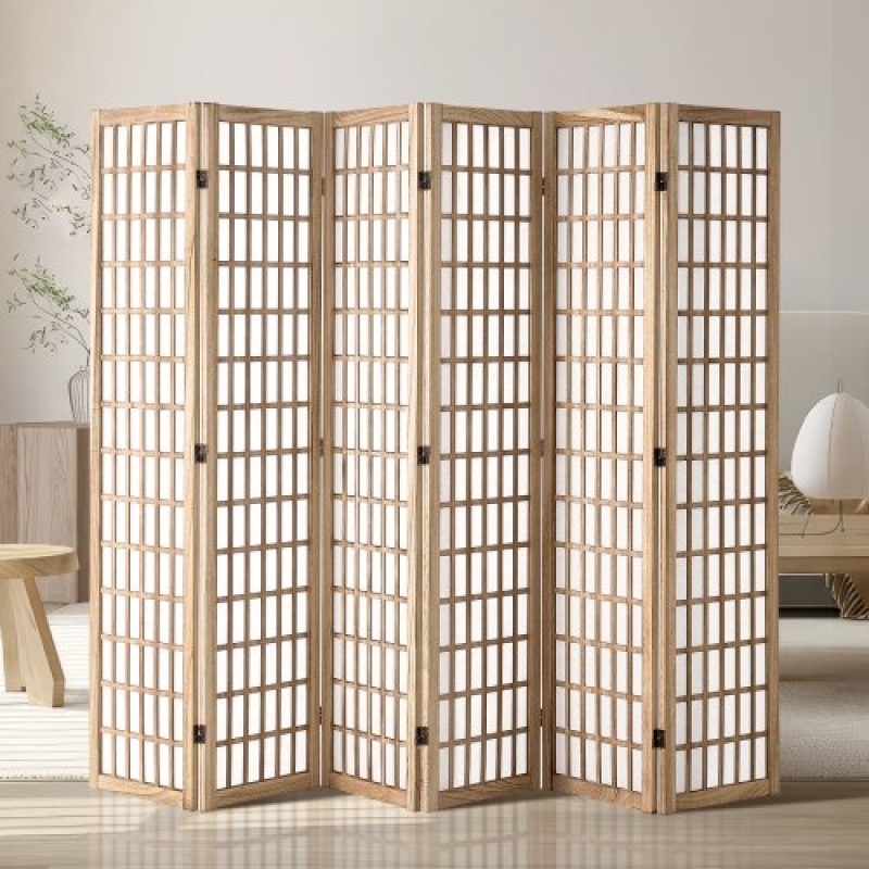 VEVOR Room Divider, 6 Panel Japanese Room Divider, Wood folding Privacy Screen Indoor, Japanese Partition Divider Φορητές διακοσμητικές οθόνες, για διαχωρισμό δωματίων Home Office Εστιατόριο & Υπνοδωμάτιο
