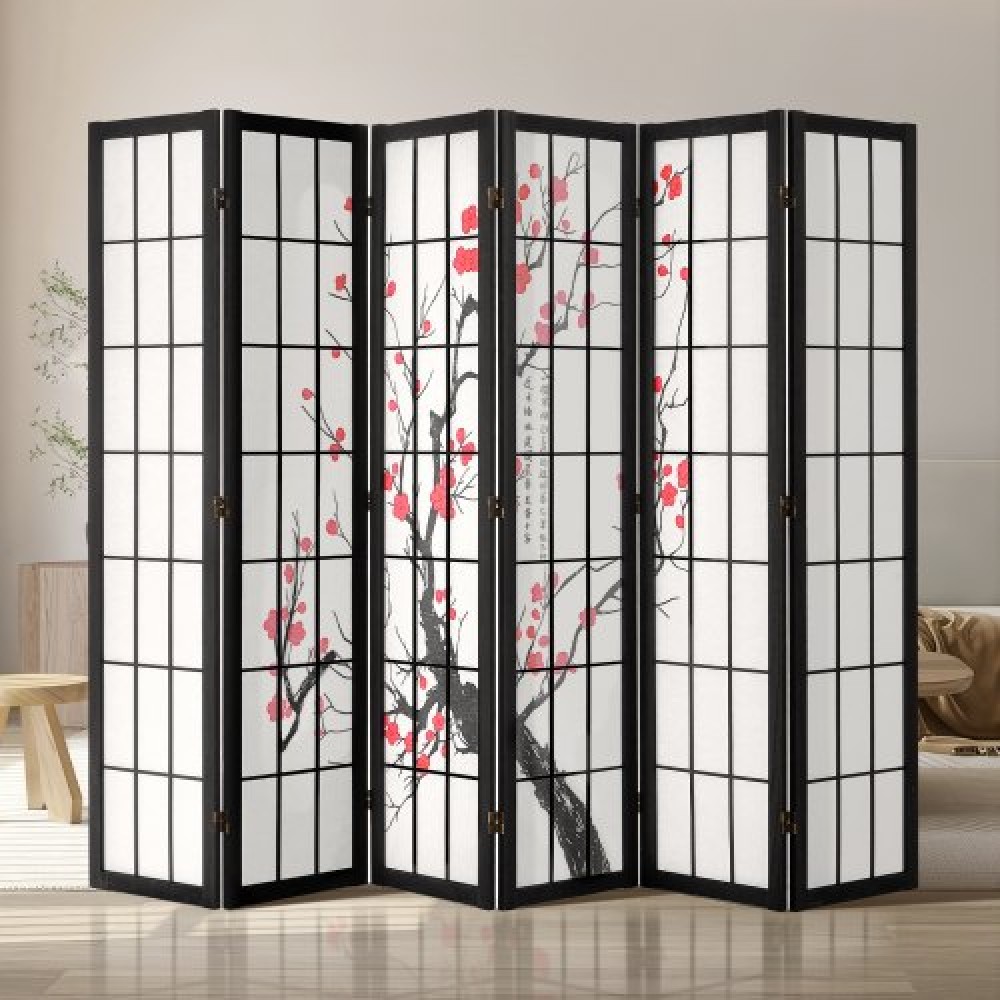 VEVOR Room Divider, Ιαπωνική οθόνη διαιρέτη δωματίων 6 πάνελ, Ξύλινη αναδιπλούμενη οθόνη ιδιωτικότητας εσωτερικού χώρου, ιαπωνικό χώρισμα φορητά διακοσμητικά διαχωριστικά, για διαχωρισμό δωματίων Home Office Εστιατόριο & Υπνοδωμάτιο