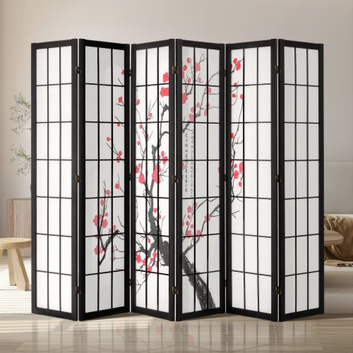 VEVOR Room Divider, Ιαπωνική οθόνη διαιρέτη δωματίων 6 πάνελ, Ξύλινη αναδιπλούμενη οθόνη ιδιωτικότητας εσωτερικού χώρου, ιαπωνικό χώρισμα φορητά διακοσμητικά διαχωριστικά, για διαχωρισμό δωματίων Home Office Εστιατόριο & Υπνοδωμάτιο