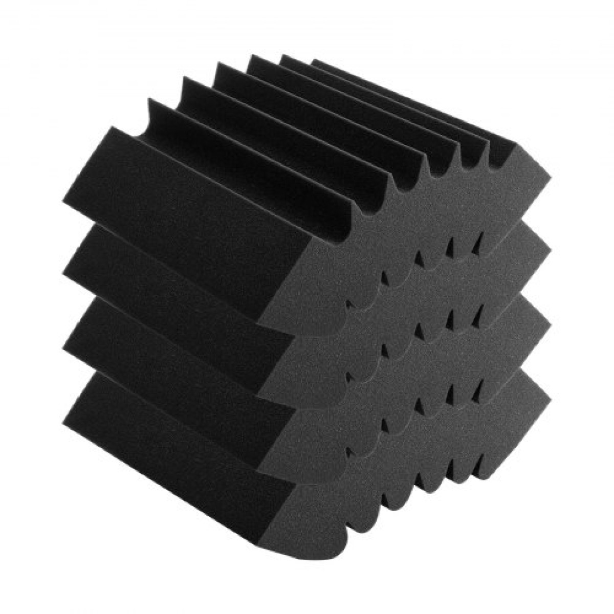Πάνελ VEVOR Acoustic Foam, 4 Pack 16,5 x 6,3 x 12 ίντσες, Αυτοκόλλητα ηχομονωτικά πάνελ τοίχου υψηλής πυκνότητας, πάνελ απορρόφησης ήχου για τοίχο και οροφή στούντιο, μαύρο