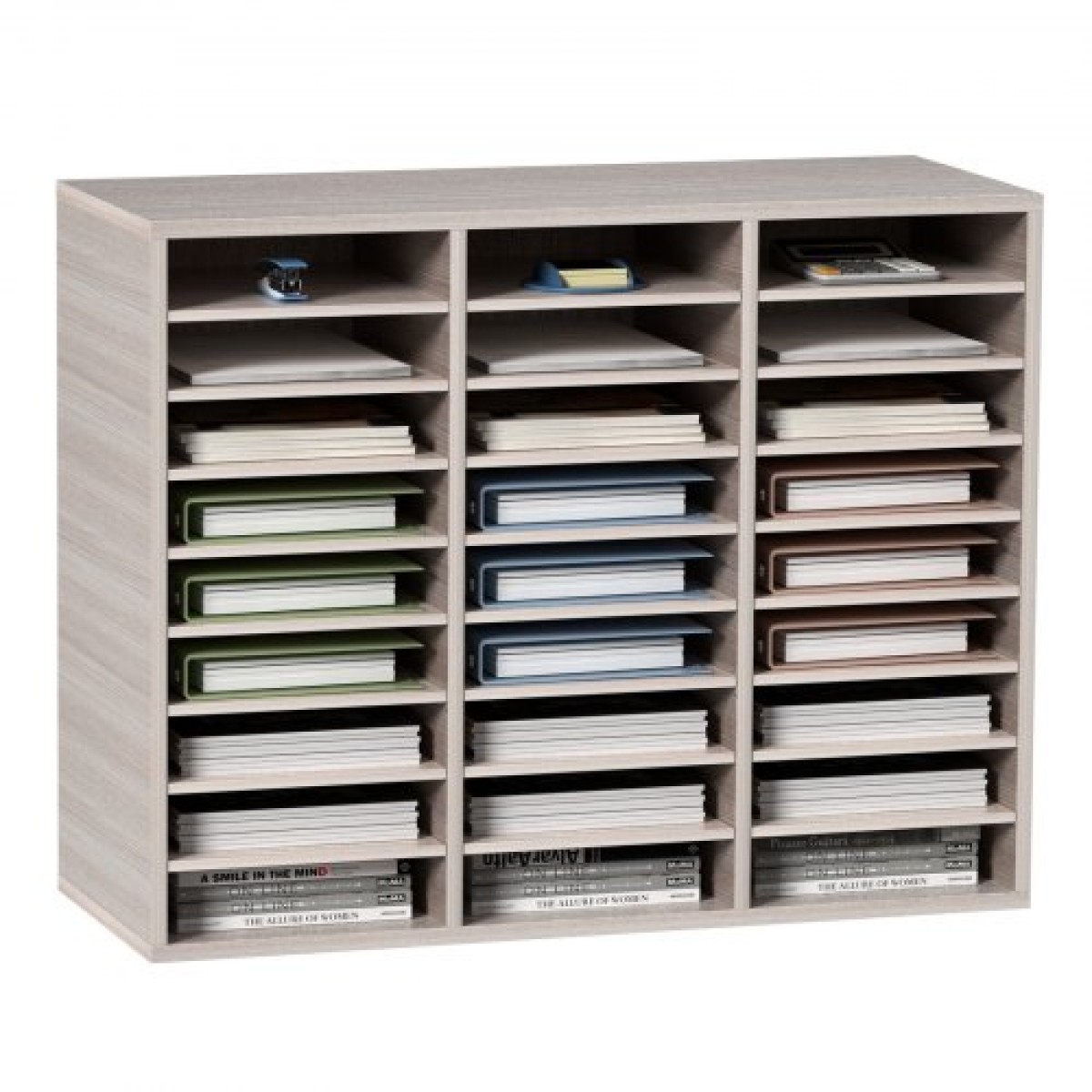 VEVOR 27 Compartments Wood Literature Organizer, Ρυθμιζόμενα ράφια, Medium Density Fiberboard Mail Center, Office Home School Storage για αρχεία, έγγραφα, χαρτιά, περιοδικά, γκρι