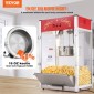 VEVOR Popcorn Maker, 1615W Popcorn Popper Machine, 16 Oz Βραστήρας μεγάλης χωρητικότητας Πάγκος παρασκευής ποπ κορν με σκληρυμένο γυαλί, Περιλαμβάνει 3 σέσουλες από ανοξείδωτο χάλυβα, κινηματογραφικό στυλ, κόκκινο