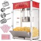 VEVOR Popcorn Maker, 1615W Popcorn Popper Machine, 16 Oz Βραστήρας μεγάλης χωρητικότητας Πάγκος παρασκευής ποπ κορν με σκληρυμένο γυαλί, Περιλαμβάνει 3 σέσουλες από ανοξείδωτο χάλυβα, κινηματογραφικό στυλ, κόκκινο