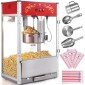 VEVOR Popcorn Maker, 1615W Popcorn Popper Machine, 16 Oz Βραστήρας μεγάλης χωρητικότητας Πάγκος παρασκευής ποπ κορν με σκληρυμένο γυαλί, Περιλαμβάνει 3 σέσουλες από ανοξείδωτο χάλυβα, κινηματογραφικό στυλ, κόκκινο