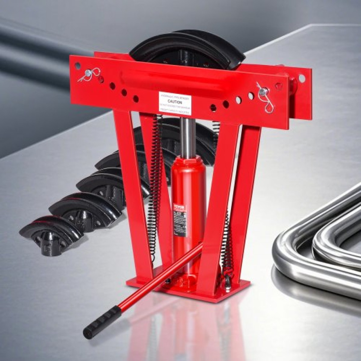VEVOR Hydraulic Pipe Bender, 12 Ton Manual Copper Exhaust Pipe Bending Machine with 6 Die (1/2" - 2") και ρυθμιζόμενους κυλίνδρους 90 - 180°, Bender σωλήνα βαρέως τύπου για κατασκευή κιγκλιδώματος σωληνώσεων