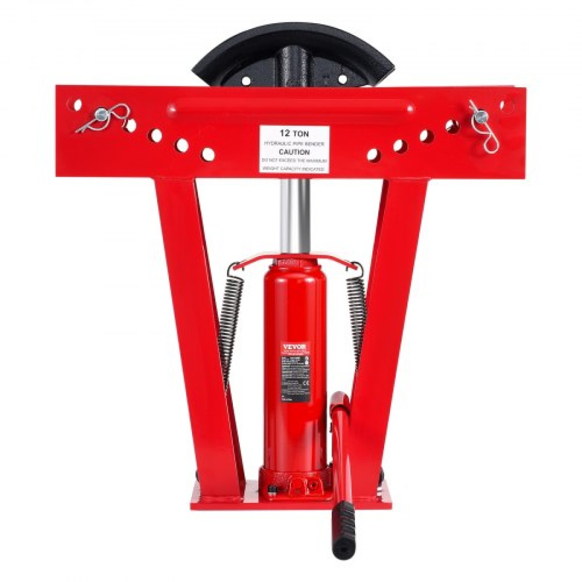 VEVOR Hydraulic Pipe Bender, 12 Ton Manual Copper Exhaust Pipe Bending Machine with 6 Die (1/2" - 2") και ρυθμιζόμενους κυλίνδρους 90 - 180°, Bender σωλήνα βαρέως τύπου για κατασκευή κιγκλιδώματος σωληνώσεων