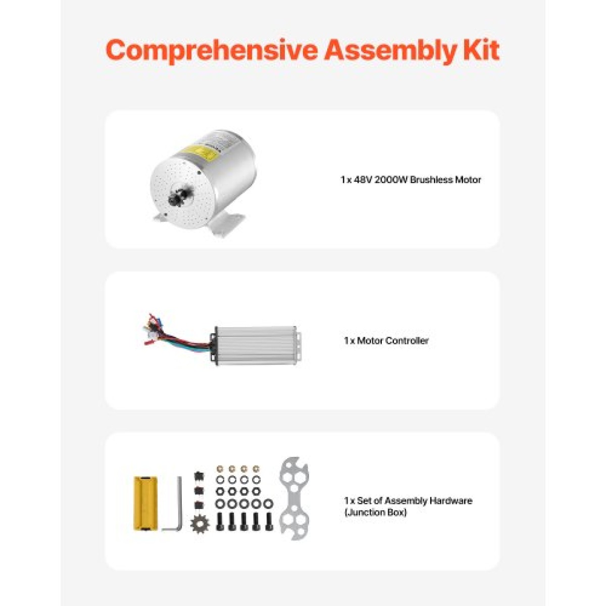 VEVOR 2000W Electric Brushless Motor Kit - Μοτέρ 48V 4300rpm με αναβαθμισμένο ελεγκτή ταχύτητας για σκούτερ μοτοσικλέτας Go Karts E-Bike