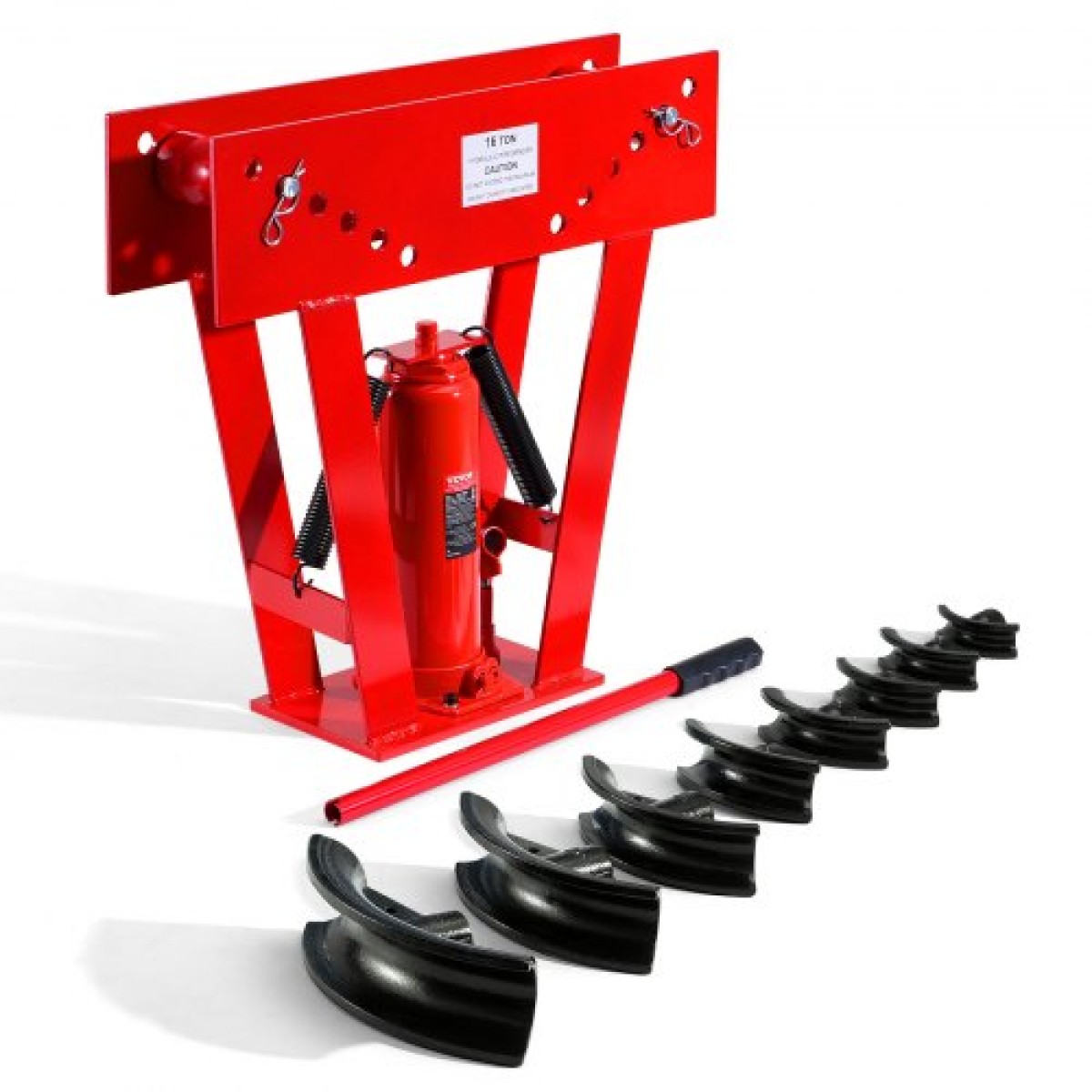 VEVOR Hydraulic Pipe Bender, 16 Ton Manual Copper Exhaust Pipe Bending Machine with 8 Die (1/2" - 3") και ρυθμιζόμενους κυλίνδρους 90 - 180°, Bender σωλήνα βαρέως τύπου για κατασκευή κιγκλιδώματος σωληνώσεων