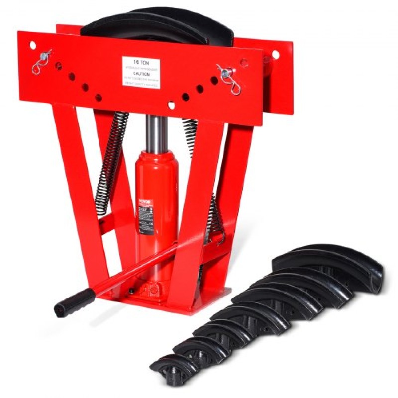 VEVOR Hydraulic Pipe Bender, 16 Ton Manual Copper Exhaust Pipe Bending Machine with 8 Die (1/2" - 3") και ρυθμιζόμενους κυλίνδρους 90 - 180°, Bender σωλήνα βαρέως τύπου για κατασκευή κιγκλιδώματος σωληνώσεων
