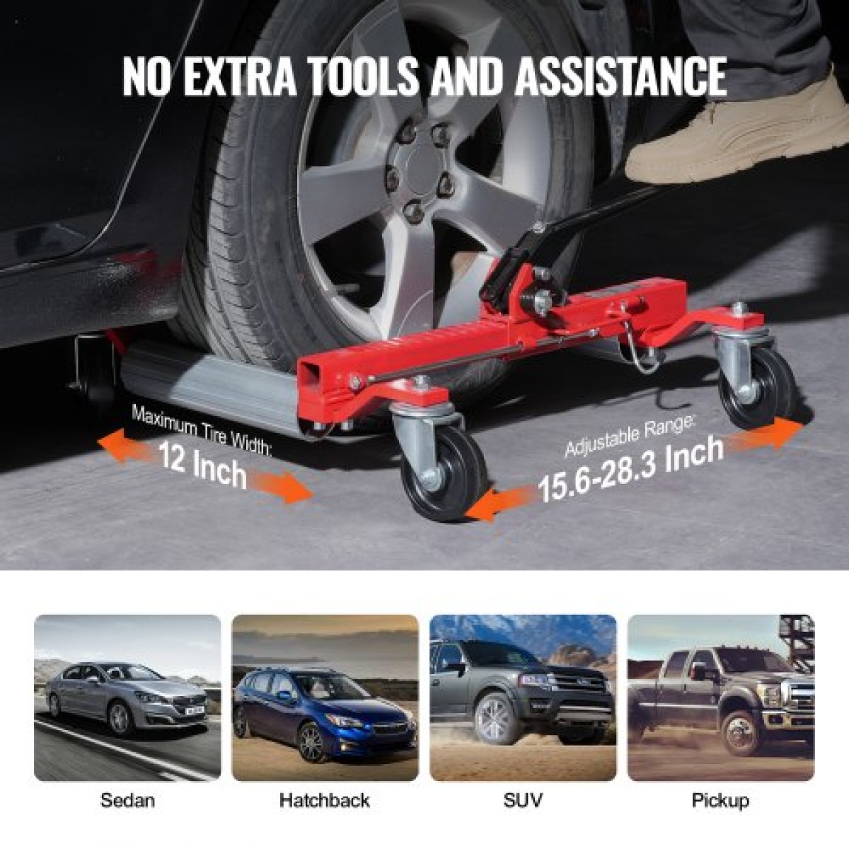 VEVOR Wheel Dolly, Max Capacity 1500 Lbs Car Dolly, Car Jack Dolly Lifter με περιστρεφόμενους τροχούς 360°, βαρέως τύπου οχήματα τοποθέτησης καστάνια ελαστικών, για κίνηση αυτοκινήτων επισκευής αυτοκινήτων