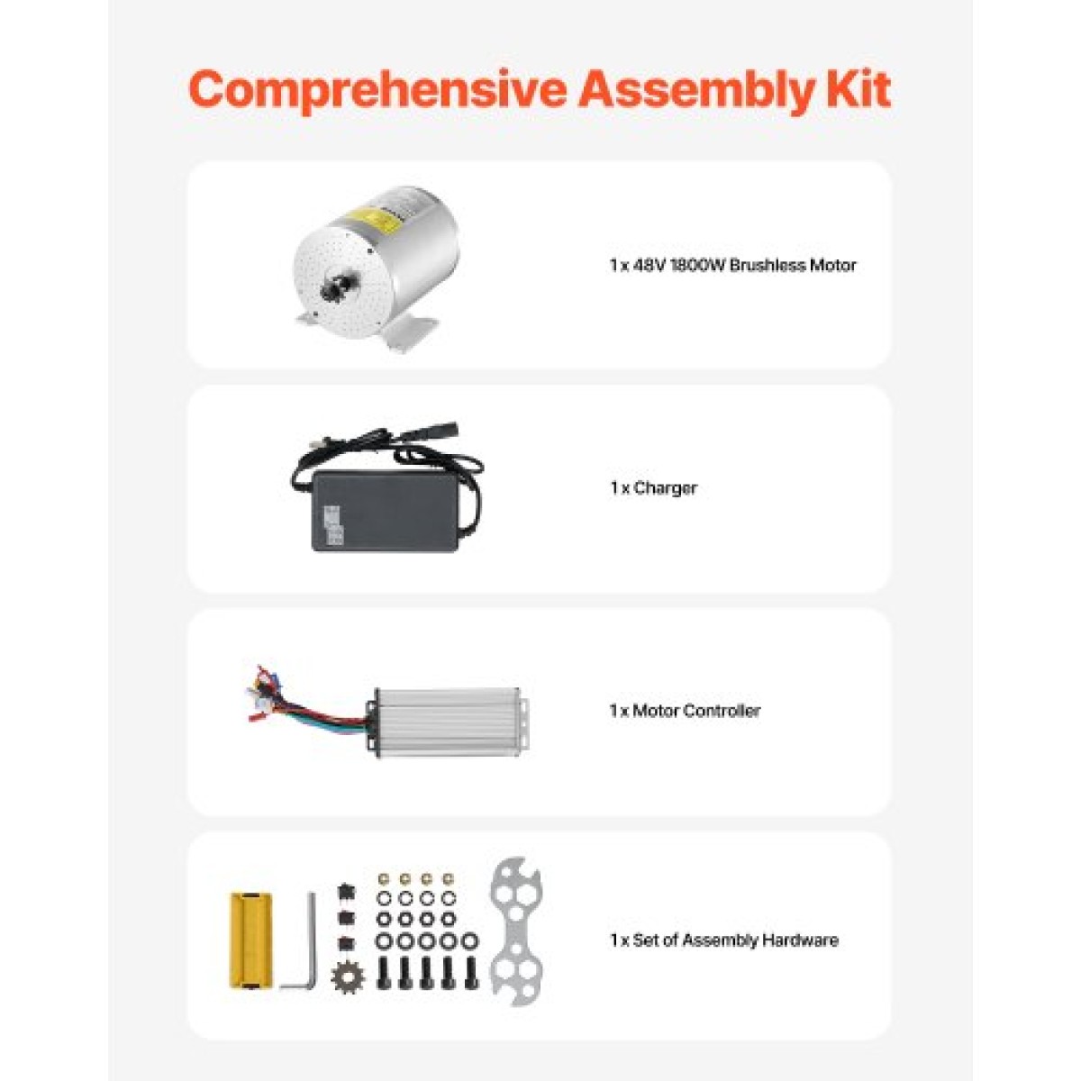 VEVOR 1800W Electric Brushless Motor Kit - Μοτέρ 48V 4500rpm με αναβαθμισμένο ελεγκτή ταχύτητας για σκούτερ μοτοσικλέτας Go Karts E-Bike