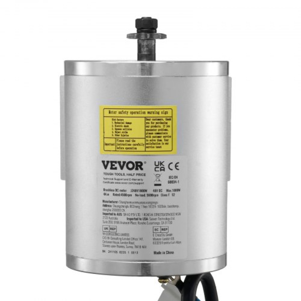 VEVOR 1800W Electric Brushless Motor Kit - Μοτέρ 48V 4500rpm με αναβαθμισμένο ελεγκτή ταχύτητας για σκούτερ μοτοσικλέτας Go Karts E-Bike