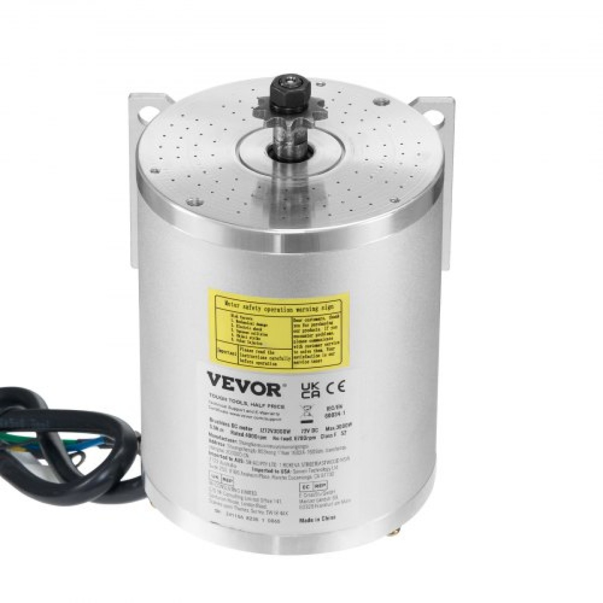 VEVOR 3000W Electric Brushless Motor Kit - Μοτέρ 72V 4900 rpm με αναβαθμισμένο ελεγκτή ταχύτητας και κιτ λαβής γκαζιού για Go Karts E-Bike Μοτοσικλέτα Scooter DIY