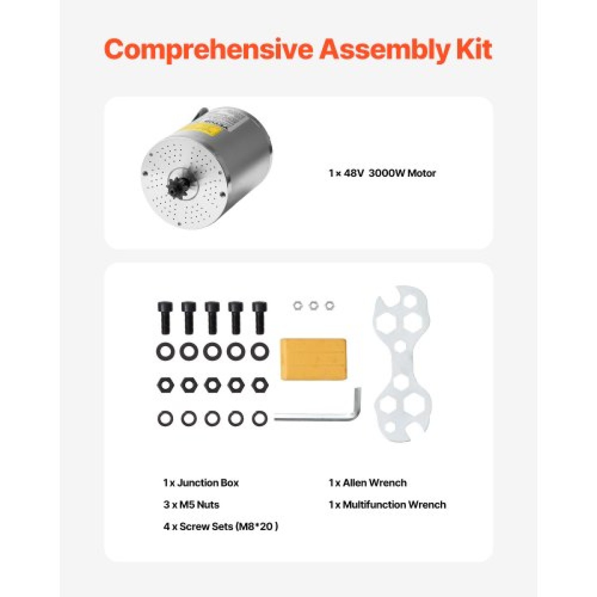 VEVOR 3000W Electric Brushless Motor Kit - Κινητήρας 72V 4900rpm με αναβαθμισμένο ελεγκτή ταχύτητας για σκούτερ μοτοσικλέτας Go Karts E-Bike