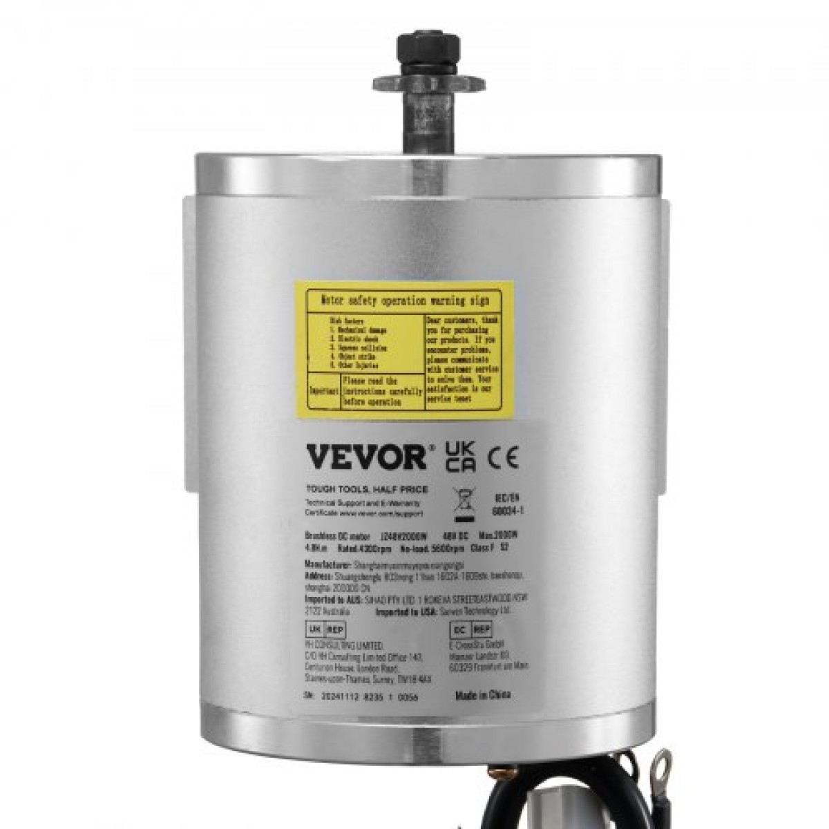 VEVOR 2000W Electric Brushless Motor Kit - Μοτέρ 48V 4300 rpm με αναβαθμισμένο ελεγκτή ταχύτητας και κιτ λαβής γκαζιού για Go Karts E-Bike Μοτοσικλέτα Scooter DIY