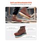 Μπότες εργασίας VEVOR Steel Toe, UK Size 12, Αδιάβροχες ανδρικές μπότες εργασίας Moc Toe, Αντιολισθητικές μπότες εργασίας, Ελαφρύ και αναπνεύσιμο ανδρικές μπότες από καουτσούκ EVA για βιομηχανικές κατασκευές, καφέ