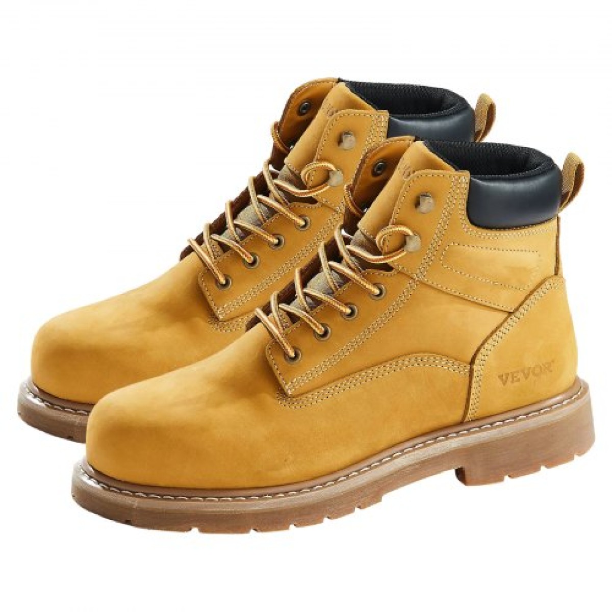 Μπότες εργασίας VEVOR Steel Toe, UK Size 8, Αδιάβροχες μπότες εργασίας για άνδρες, Αντιολισθητικές μπότες εργασίας, Ανδρικές μπότες από ελαφρύ και αναπνεύσιμο ελαστικό πάτο για βιομηχανικές κατασκευές, καφέ κίτρινο