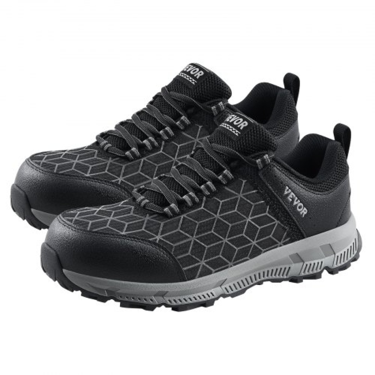 Ανδρικά παπούτσια VEVOR Steel Toe, Μέγεθος ΗΠΑ 12 πλάτος, Ανδρικό μαξιλάρι Sport Safety Toe Αθλητικό παπούτσι εργασίας, Άθραυστα Αθλητικά Αθλητικά Παπούτσια Ασφαλείας Ελαφρύ, Παπούτσια εργασίας κατασκευών που αναπνέουν, μαύρα