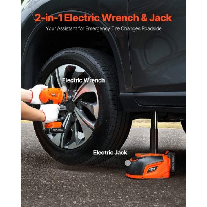 VEVOR Electric Car Jack, 5 Tons /11000 lbs, Ηλεκτρικό γρύλο ψαλιδιού με ηλεκτρικό κρουστικό κλειδί, Αντικατάσταση ελαστικού με φως LED & τηλεχειριστήριο, κιτ φορητού γρύλου για Sedan, SUV, φορτηγό