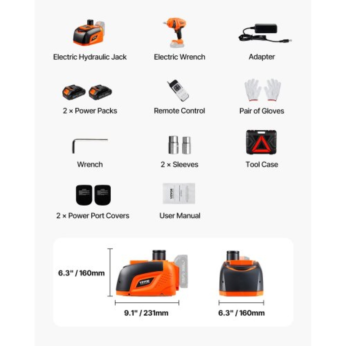 VEVOR Electric Car Jack, 5 Tons /11000 lbs, Ηλεκτρικό γρύλο ψαλιδιού με ηλεκτρικό κρουστικό κλειδί, Αντικατάσταση ελαστικού με φως LED & τηλεχειριστήριο, κιτ φορητού γρύλου για Sedan, SUV, φορτηγό