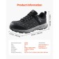 Ανδρικά παπούτσια VEVOR Steel Toe, US Size 11, Ανδρικό μαξιλάρι Sport Safety Toe αθλητικό παπούτσι εργασίας, άφθαρτα αθλητικά παπούτσια ασφαλείας Ελαφρύ, αναπνεύσιμα παπούτσια εργασίας κατασκευαστικής βιομηχανίας, μαύρα