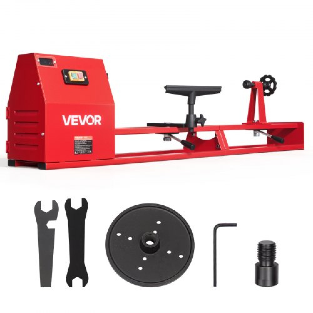 VEVOR Wood Lathe 1/2 HP 355 x 1016 mm Μηχάνημα πάγκου τόρνου ξύλου 4 ταχυτήτων, 720/1240/1750/2150 RPM, με στήριγμα εργαλείων, κλειδιά, πρόσοψη, βαρέως τύπου, για αρχάριους επαγγελματίες ξυλουργικές εργασίες, ξυλουργική