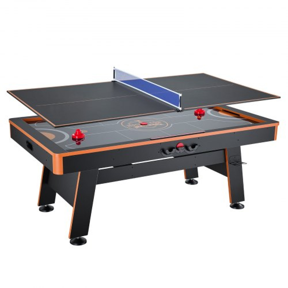 VEVOR 3-σε-1 Combo Τραπεζαρία Παιχνιδιού Τραπεζαρία 2m Air Hockey Ping-Pong, Εξοικονόμηση χώρου για την οικογενειακή ψυχαγωγία στην αίθουσα παιχνιδιών, Τραπέζι χόκεϊ πολλαπλών συνδυασμών Arcade, Περιλαμβάνεται πλήρες σετ αξεσουάρ