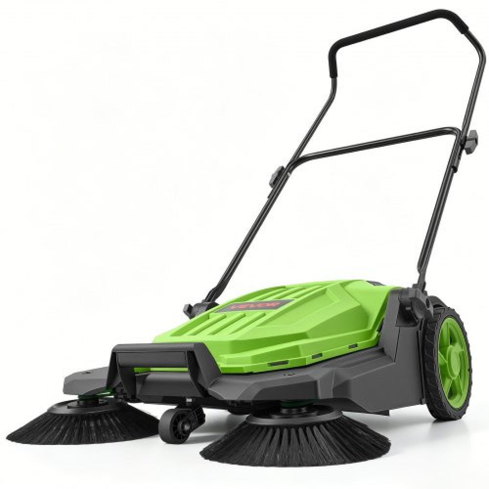 Sweeper VEVOR Walk-Behind Hand Push Floor Sweeper, Μη ηλεκτρικό μη ηλεκτρικό σάρωθρο δαπέδου με πλάτος σάρωσης 650 mm, δοχείο απορριμμάτων 18,9 λίτρων και ρυθμιζόμενη αναδιπλούμενη λαβή για Yards Walkways Patios Garages - Green