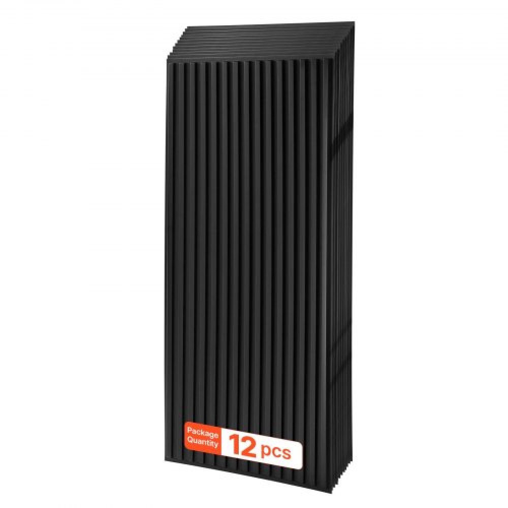 VEVOR 605x1215mm Πλακάκια οροφής PVC 12-συσκευασίας 3D Μαύρα γραμμικά πάνελ ράβδου, Λείο φύλλο PVC για πλέγμα πτώσης, ανθεκτικό στα χτυπήματα, επιφάνεια που μπορεί να βαφτεί, εύκολη κοπή, μοντέρνο διακοσμητικό στυλ για σπίτι, γραφείο