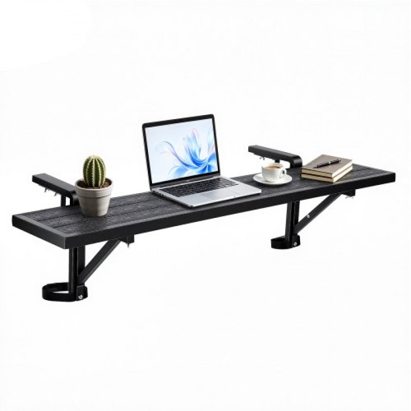 VEVOR Κρεμαστό Τραπέζι Μπαλκονιού 1245 x 240 mm 27 kg Τραπέζι μπαρ με κάγκελα μπαλκονιού, για χρήση στο κατάστρωμα κήπου εξωτερικού χώρου, ταιριάζει σε ράγες 25-65 mm, Ρυθμιζόμενη απόσταση στηρίγματος, Ανθεκτικό σύνθετο υλικό ξύλου-πλαστικού