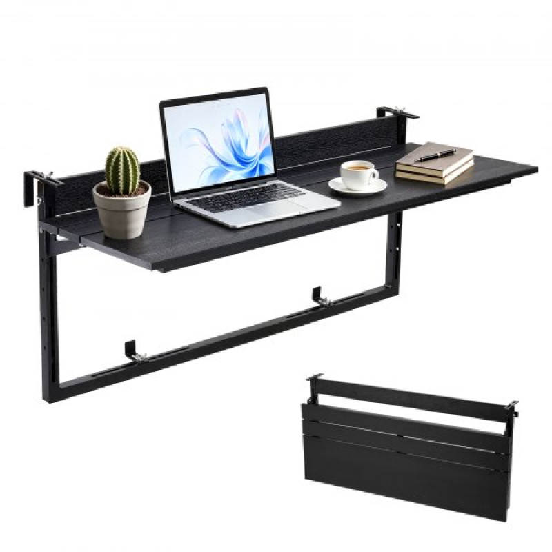 VEVOR Κρεμαστό Τραπέζι Μπαλκονιού 1015 x 380 mm 27 kg Πτυσσόμενο Τραπέζι Μπαρ με κιγκλιδώματα, για χρήση στο κατάστρωμα κήπου εξωτερικού χώρου, Ταιριάζει σε ράγες 0-90 mm, Ρυθμιζόμενο ύψος 5 επιπέδων, Σύνθετο υλικό ανθεκτικό ξύλο-πλαστικό