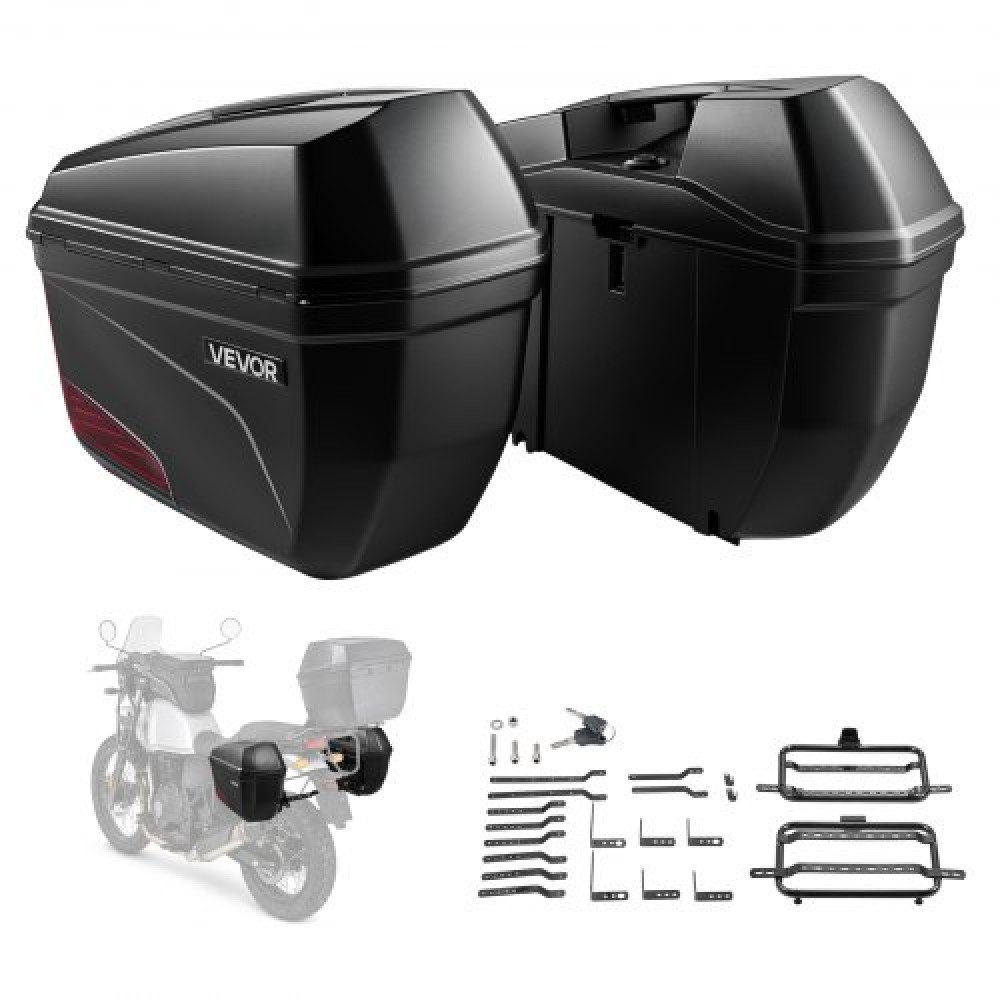 VEVOR πλαϊνή θήκη μοτοσικλέτας 46L (23L*2) Θήκη σέλας μοτοσικλέτας γενικής χρήσης ABS, αδιάβροχα αποσπώμενα πλαϊνά κουτιά μοτοσικλέτας αριστερά & δεξιά με κλειδαριά ασφαλείας για αποθήκευση αποσκευών - Σετ 2