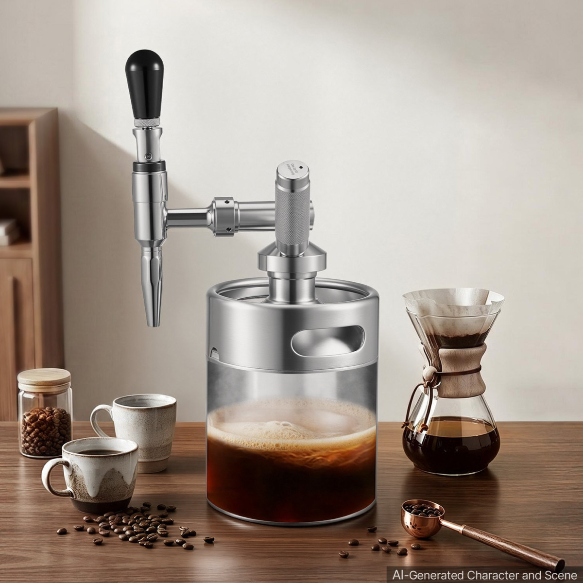 VEVOR Nitro Cold Brew Coffee Maker 2L Nitrogen Dispenser System, Home Brew Coffee Keg, φορητός εγχυτήρας αζώτου με διανομέα και βαλβίδα εκτόνωσης πίεσης, δώρο για τους λάτρεις του καφέ