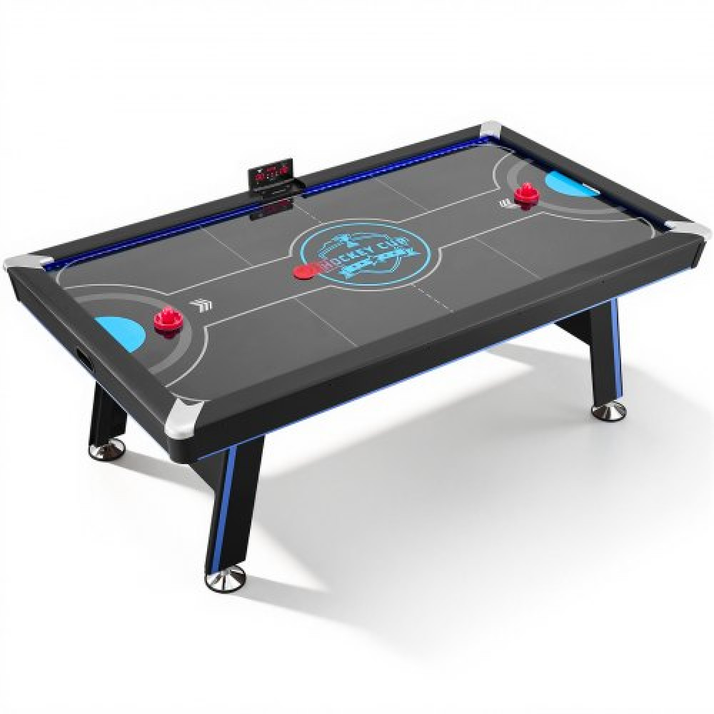 Τραπέζι Air Hockey VEVOR 2,2m με φώτα LED & ηλεκτρονικό σκόρερ, για οικογενειακό δωμάτιο παιχνιδιών, υπόγεια, σπίτι, σετ τραπεζιού παιχνιδιών χόκεϊ Arcade με αέρα με ανεμιστήρα υψηλής ισχύος, σταθερό πόδι σε σχήμα H