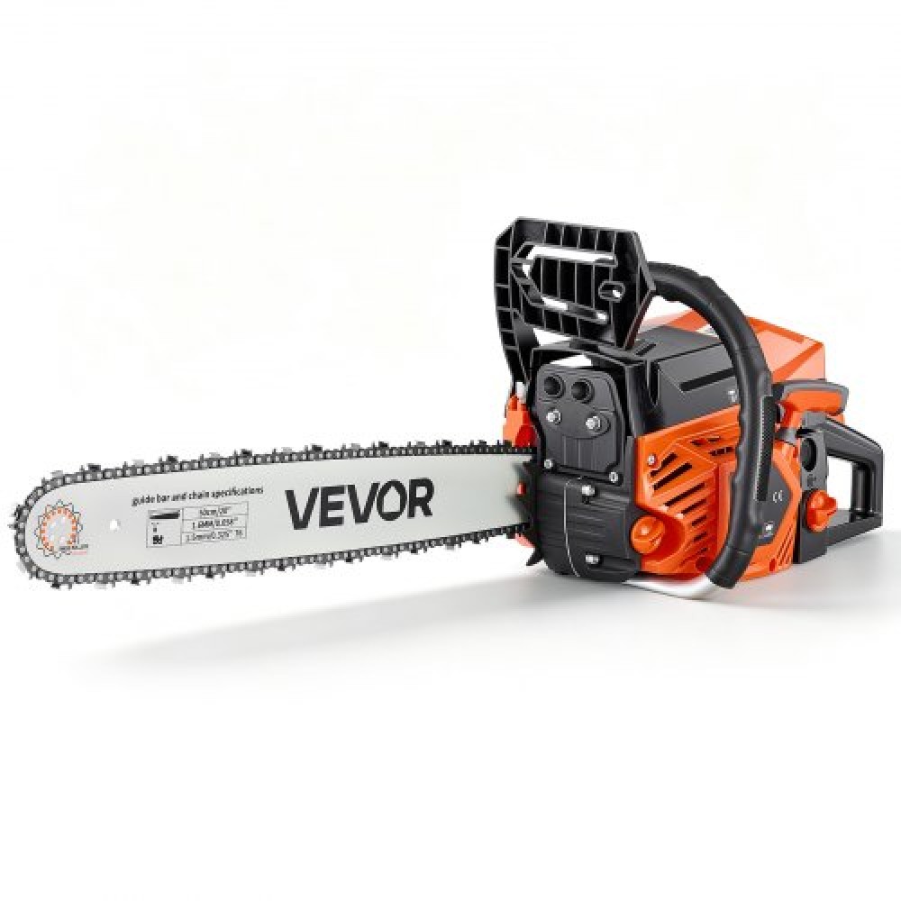 Αλυσοπρίονο VEVOR Gas Powered 508 mm 58CC 2,2kW 2-stroke Κινητήρας Αλυσοπρίονο αερίου, για κοπή ξύλου, κοπή δέντρων και καθαρισμό γης, τσοκ με γκάζι, ηλεκτρικό αλυσοπρίονο με αντιολισθητική λαβή & διπλά ρεζερβουάρ