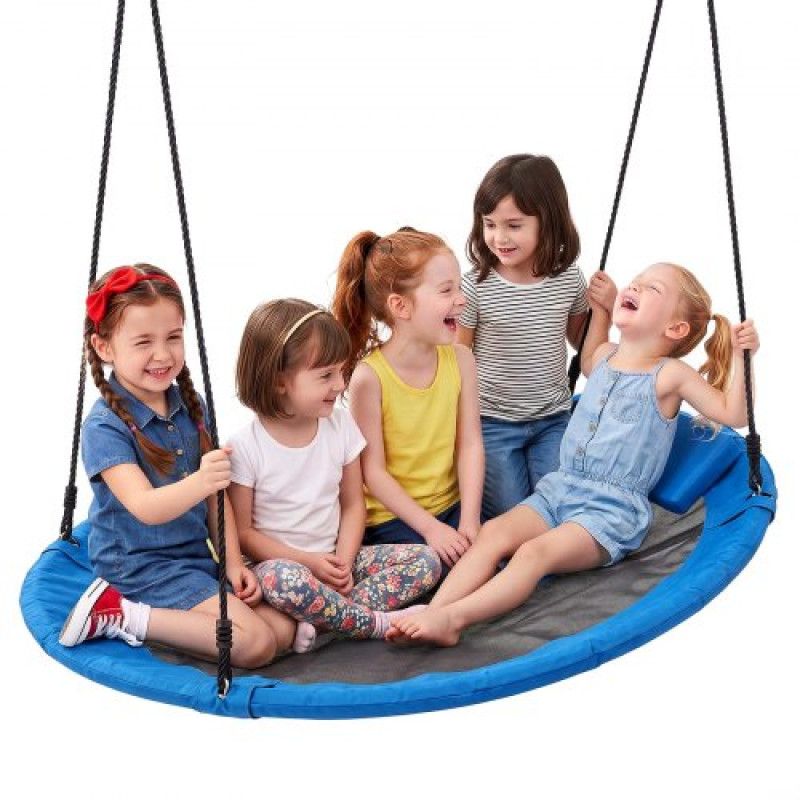 VEVOR Tree Swing 149 cm Πιατάκι Κούνια για Παιδιά Ενήλικες 317 kg Χωρητικότητα, για Backyard Outdoor & Indoor, 360° Περιστροφή, 900D Oxford Fabric Στρογγυλό Κάθισμα με 2 Κρεμαστά λουριά & Ρυθμιζόμενα Σχοινιά, Μπλε