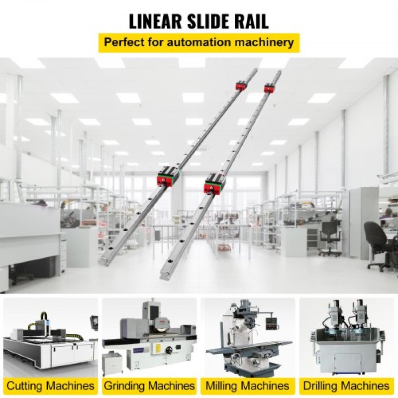 VEVOR 2X 15-1500mm Linear Guideway Rail with 4Pcs Pillow Block Carriage Bearing Block for 15mm Slotted Block Linear Rail Routers Σετ CNC