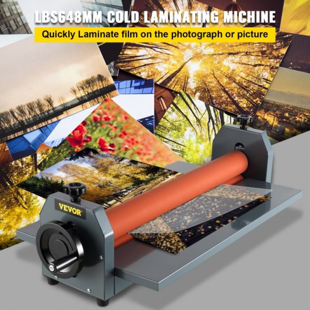 VEVOR 25.5" 650MM Manual Cold Roll Laminator Vinyl Photo Film Mounting Laminating Machine Cold Roll Laminating Machine
