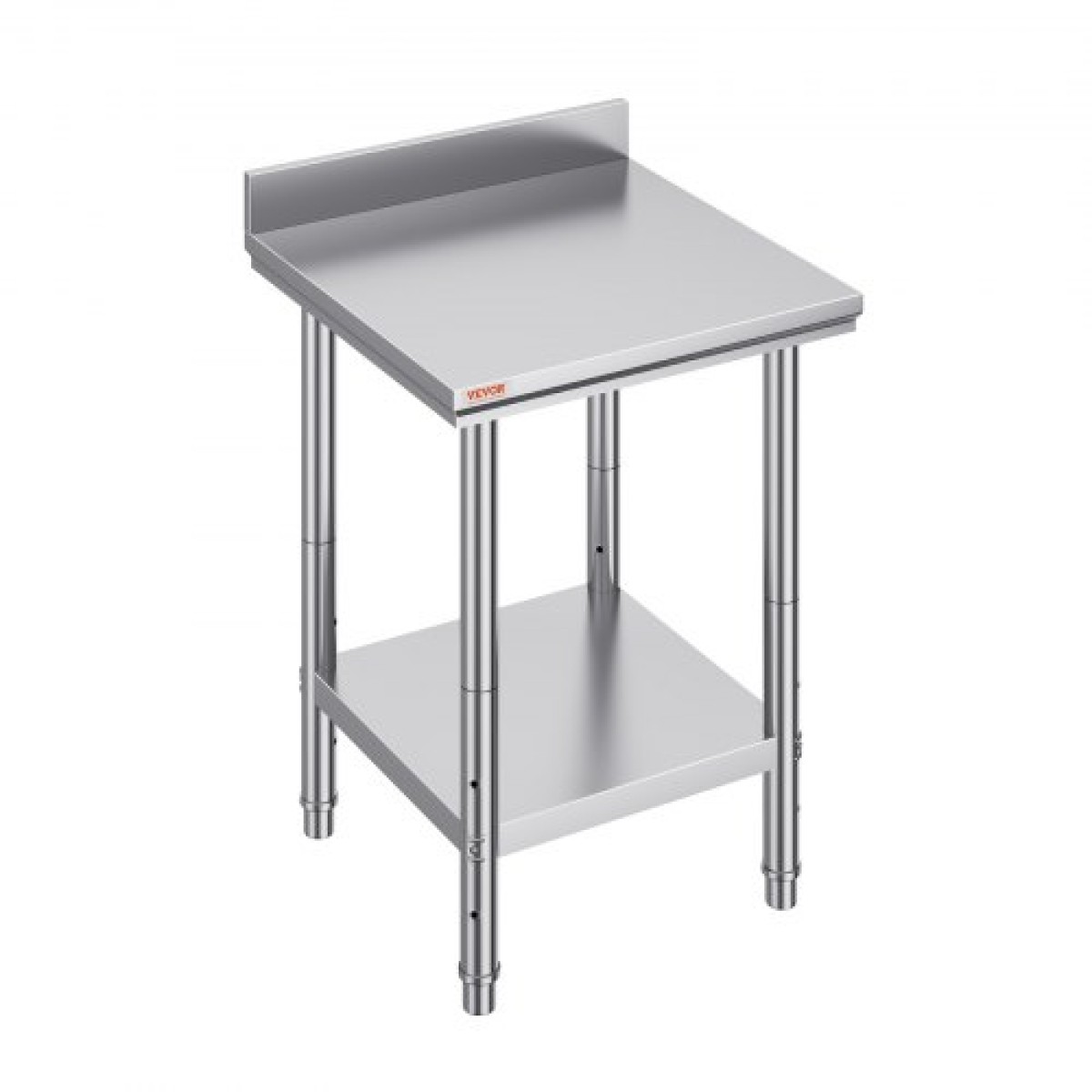 Τραπέζι εργασίας VEVOR 24 x 24 x 35 ιντσών από ανοξείδωτο χάλυβα, τραπέζι εργασίας βαρέως τύπου για προετοιμασία τροφίμων, Μεταλλικό τραπέζι εργασίας με ρυθμιζόμενο ύψος για εστιατόριο, σπίτι και ξενοδοχείο