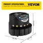 VEVOR Μετρητής νομισμάτων ευρώ Διαλογής 500-1000 νομισμάτων Ηλεκτρονική αυτόματη μηχανή μέτρησης κερμάτων ευρώ 300 νομισμάτων ανά λεπτό με 8 συρτάρια νομισμάτων για σχολική τράπεζα
