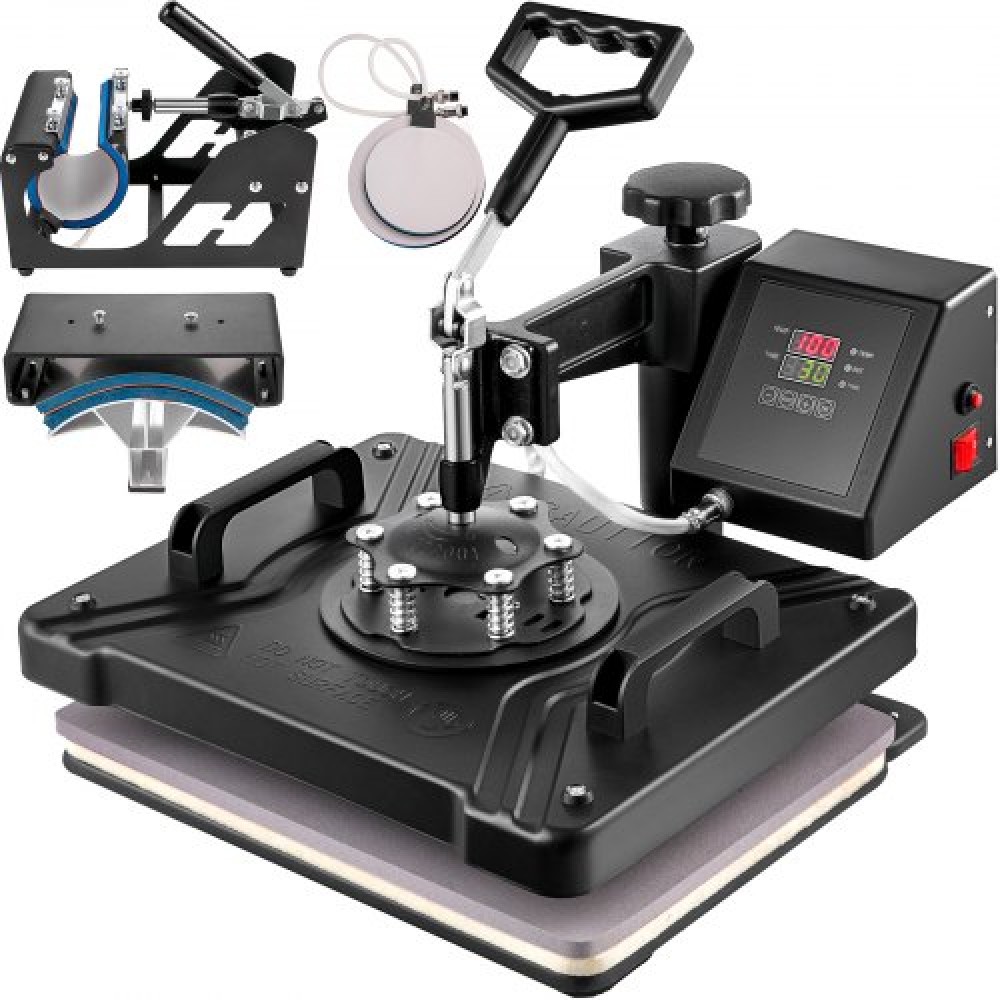 VEVOR Heat Press 5 in 1 Heat Press Machine 38x30cm T-shirt Press Mug Printing Machine Multifuctional Heat Transfer Machine for T-shirt Mug Hat Print Plate Printer