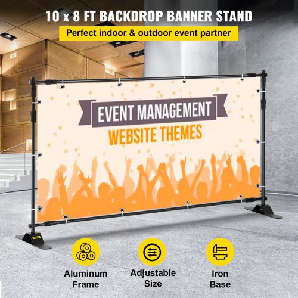 VEVOR Step and Repeat 243,8 x 243,8 cm - 304,8 x 243,8 cm Βάση πανό με φόντο ρυθμιζόμενο Τηλεσκοπικό αναδιπλούμενο ύψος και πλάτος βάση πανό με τσάντα μεταφοράς