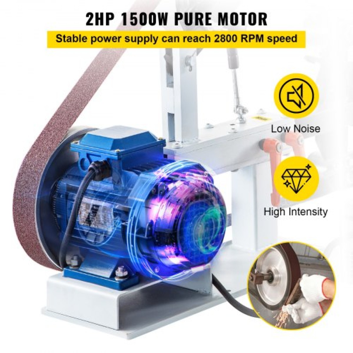 VEVOR Benchtop Disk & Belt Sander Πάγκος τριβείο 1,5KW με Ph 427 x 30,5 cm Ρυθμιζόμενος ιμάντας λείανσης με τροχό, Central Machinery Belt and Disk Sander 0-2800Rpm Combination Trivers