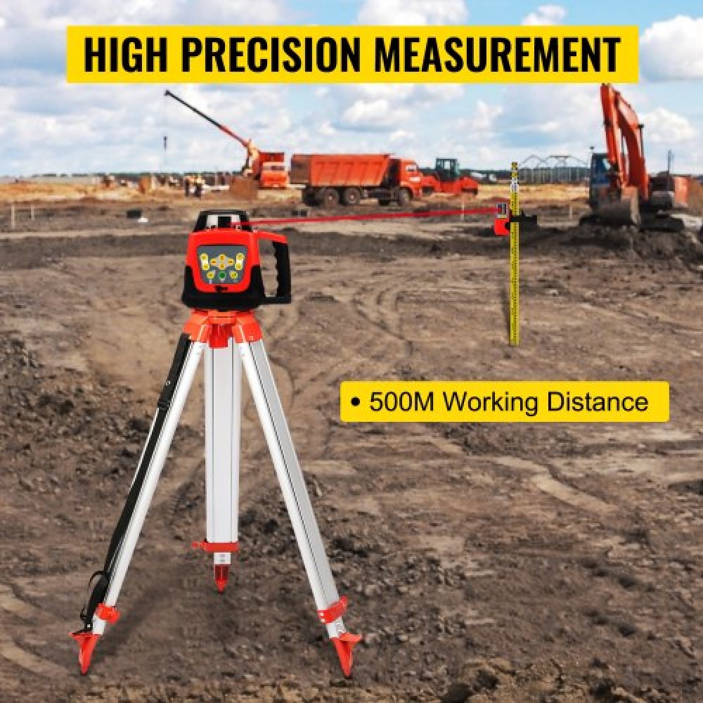 VEVOR  Red Rotary Laser Level Self Leveling Measuring Automatic Self-leveling laser level 360-degree Rotary Scanning 500m + Tripod + 5m Staff