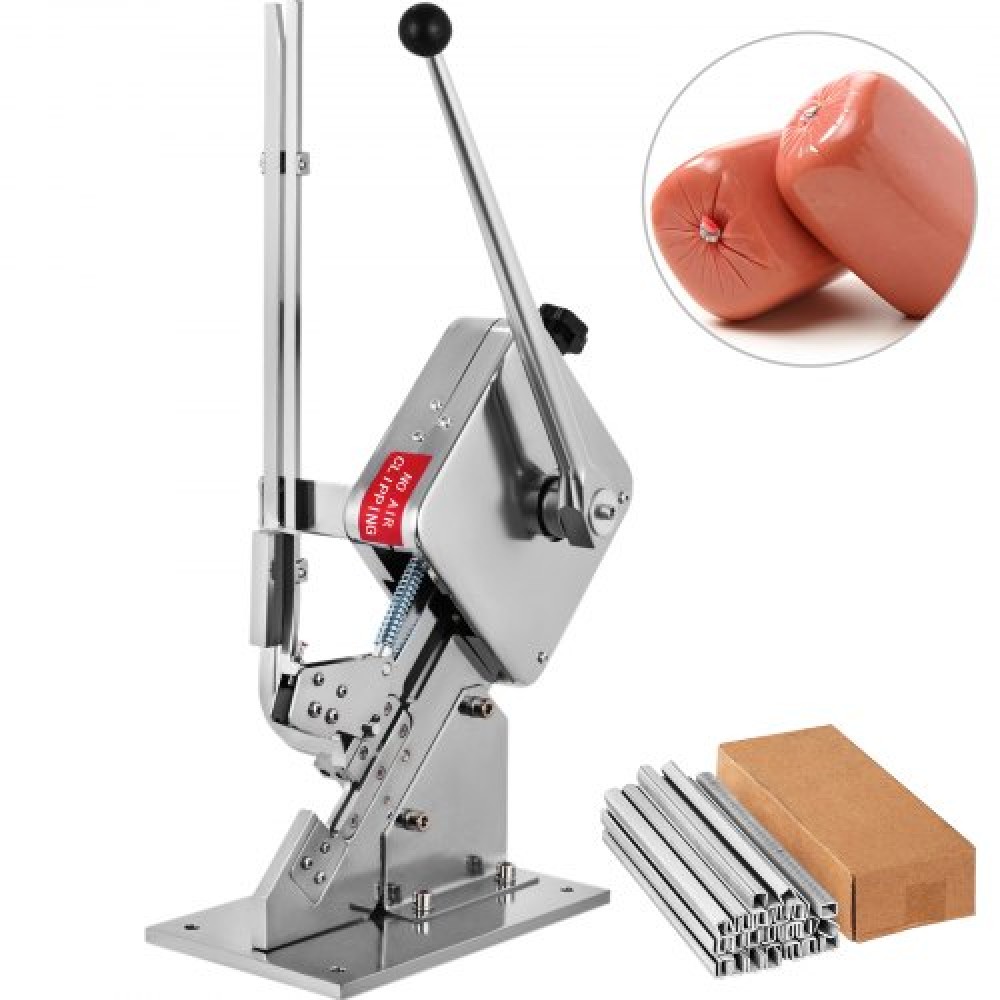 VEVOR Εγχειρίδιο σχήματος U Sausage Clipper Clipping Machine Food Clipping Maker for Sausage Packing Σφράγιση με 1 κουτί πόρπες 5000 τμχ